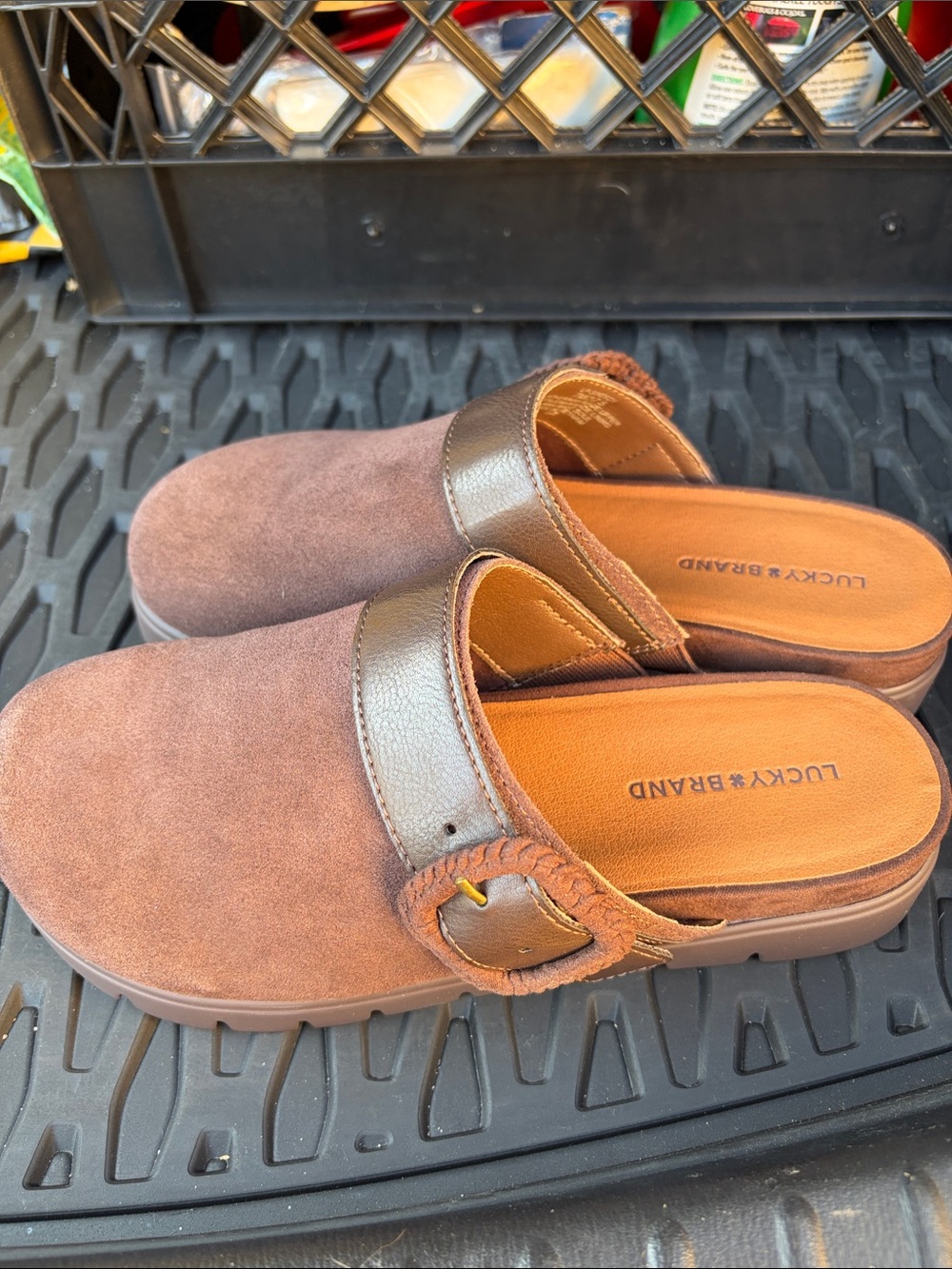 Lucky Brand Brown Suede Slip-On Mules